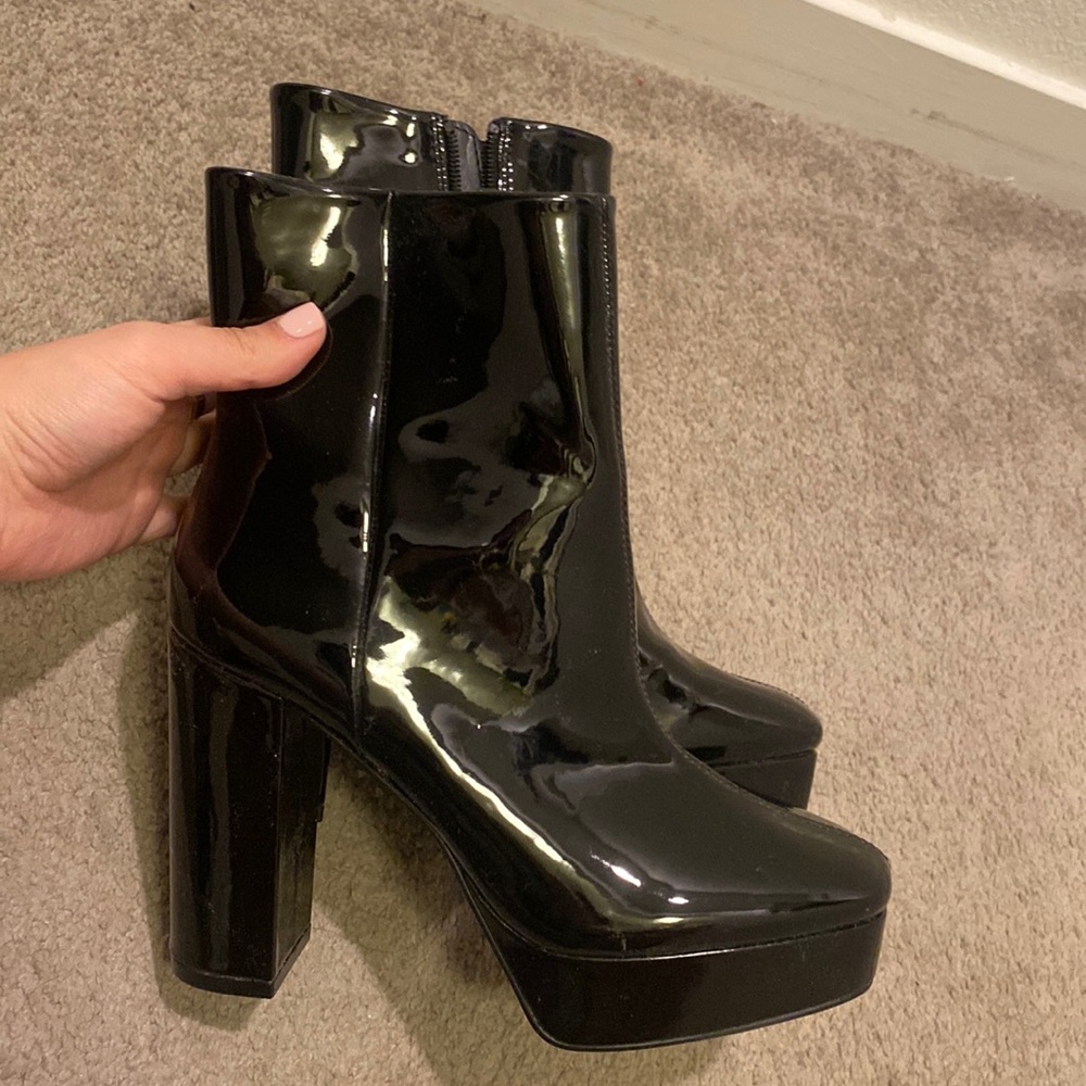 Madden girl black platform booties